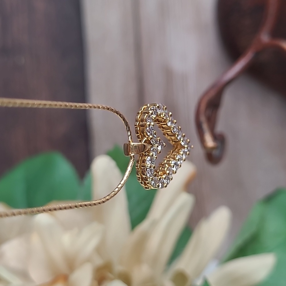 ♡VALENTINES DAY SPECIAL♡ 1CT TDW 18KT YELLOW GOLD HEART PENDANT - Picture 7 of 12